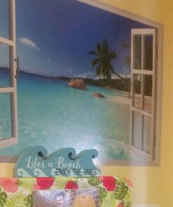 Large Removable Beach Sea 3D Window Decal Wall Sticker Home Decor Exotic Beach View Art Wallpaper Mural 23 61mn8UDetL