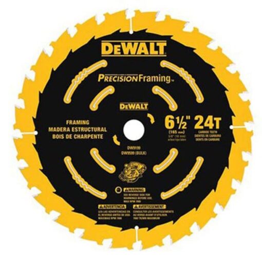 DEWALT Circular Saw Blade, 6 1/2 Inch, 24 Tooth, Precision Framing (DW9199) 6-1/2-in Old Model