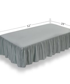 TILLYOU Ruffled Crib Skirt with Pompoms, Microfiber Nursery Crib Toddler Bedding Skirts for Baby Boys Girls, 14" Drop, Charcoal Grey Polyester 12 61mp6RoG9GL