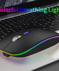 Uiosmuph LED Wireless Mouse, G12 Slim Rechargeable Silent Mouse, 2.4G Portable USB Optical Computer Mice with USB Receiver and Type C Adapter (Matte Black) Matte Black 24 61mt6KLZ4YS