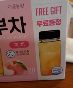 Garden Kombucha Tea, Powder 5g x 20 Sachets (100g/3.52oz) Probiotics, Prebiotics, Sugar Free, Black Tea, Healthy Drink with Bottle (FREE BOTTLE SHAKER) (Peach) Peach 34 61mxAbUG0JL