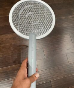 Electric Fly Swatter Racket, Mosiller 4000V 2 in 1 Bug Zapper with USB Rechargeable Base, Powerful Mosquitoes Trap Lamp & Fly Killer with 3 Layer Safety Mesh for Home, Bedroom, Kitchen, Patio (1 Pack) 1 Pack 37 61mxBN9KhL 1