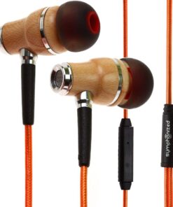 Symphonized NRG 2.0 Wood Earbuds Wired, in Ear Headphones with Microphone for Computer & Laptop, Noise Isolating Earphones for Cell Phone, Ear Buds with Booming Bass (Orange) Orange 22 61myaWez3eL