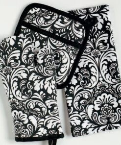 DII Cotton Dish Towel Set Damask Print, 18x28, Black, 2 Count 18x28" 24 61mzkhU5PL 1