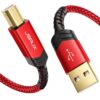 JSAUX Printer Cable, 10FT USB Printer Cable USB 2.0 Type A Male to B Male Scanner Cord USB B Cable High Speed for HP, Canon, Epson, Dell, Brother, Lexmark, Xerox, Samsung etc and Piano, DAC Red