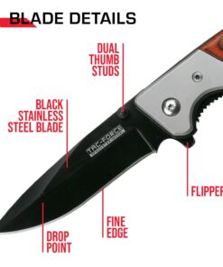 TAC FORCE Spring Assisted Folding Pocket Knife – Black Stainless Steel Drop Point Blade, Brown Wood Handle with Stainless Steel Bolster, Pocket Clip, Tactical, EDC, Rescue - TF-469 30 61n5VOsK3iL