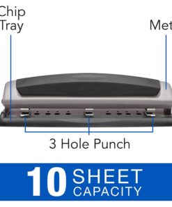 Swingline Desktop Hole Punch, Hole Puncher, Precision Pro, Adjustable, 2-3 Holes, 10 Sheet Punch Capacity, Black/Gray (74038) 7 61n6U00HqKL