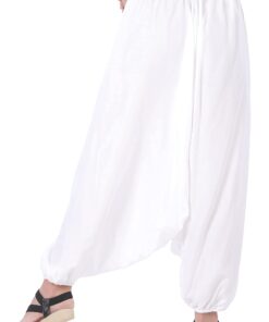 CandyHusky Loose Harem Pants for Men & Women - Yoga, Genie, Cargo, One Size Fits Rayon White 10 61n7RK1duoS