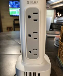TROND Surge Protector Power Strip Tower - Flat Plug 6 ft Extension Cord with 12 Multiple Outlets, 4 USB Ports(1 USB C), Multi Plug Charging Tower, 1700J, for Home Office Supplies, Dorm Room Essentials 44 61n85VwicL