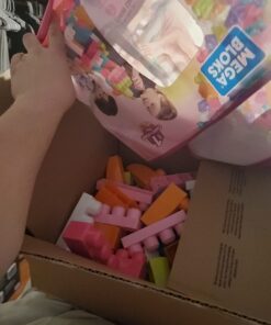 MEGA BLOKS Fisher-Price Toddler Block Toys, Big Building Bag with 80 Pieces and Storage Bag, Pink, Gift Ideas for Kids Age 1+ Years Pink Bag 32 61n9oKlMW8L