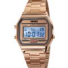 Gosasa Classic Unisex Women's Men's Digital Multifunction Sports Watch Stainless Steel Band Square Waterproof Electronic Led Watch C Rose-Gold 5 61nAHVT uPL