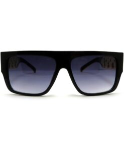High Fashion Metal Chain Arm Flat Top Aviator Sunglasses (Shiny Black Gold) 22 61nBAOzpdmL