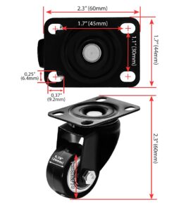 Swivel Caster Wheels Rubber Base with Top Plate & Bearing Heavy Duty with Pack of 4 Black by Online Best Service (1.5" NO Brake) 1.5 Inch No Brake 9 61nCzhj60S