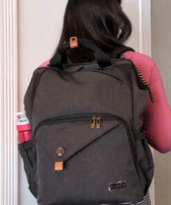 Hap Tim Diaper Bag Backpack,Large Capacity Travel Back Pack Maternity Baby Nappy Changing Bags, Double Compartments with Stroller Straps,Waterproof,Black (US7340-DG) Dark Grey 61 61nDPX6sB7L