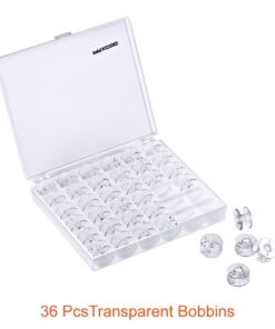 Paxcoo 36 Pcs Transparent Plastic Sewing Machine Bobbins with Case and Soft Measuring Tape for Brother Singer Babylock Janome 16 61nDZXyExML
