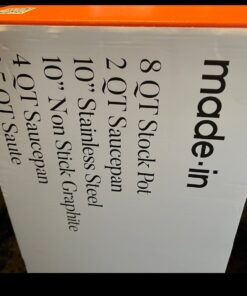 Made In Cookware - 10 Piece Stainless Steel Pot and Pan Set - 5 Ply Clad - Includes Stainless Steel Frying Pans, Saucepans, Saucier and Stock Pot W/Lid - Professional Cookware - Made in Italy 10-Piece (Stainless Steel) 78 61nFecGB8xL