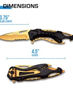 Alternative view of MTECH USA MT-A705 Series – Spring Assisted Folding Knife, Pocket Clip, Tactical, EDC, Self Defense Black/Gold 4.5-inch closed
