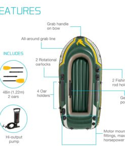INTEX 68347EP Seahawk 2 Inflatable Boat Set: Includes Deluxe 48in Aluminum Oars and High-Output-Pump – SuperStrong PVC – Fishing Rod Holders – 2-Person – 520lb Weight Capacity 27 61nIdYsXQkL 1
