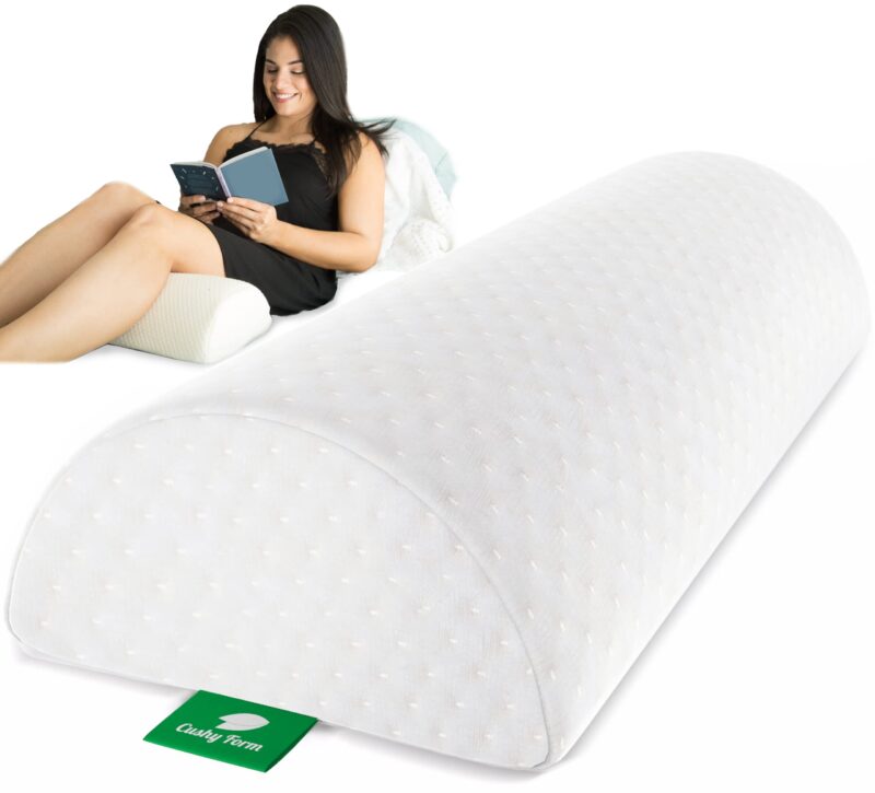 Catalog 4 Cushy Form Bolster Pillow for Lumbar and Leg Support - 20.5 x 8 x 4.5 Inches Half Moon Memory Foam Cushion for Stomach, Back & Side Sleepers - Roll Pillows for Back and Neck w/Washable Cover Semi Roll - 4.5"