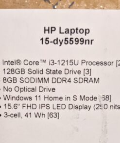 HP 15 inch Laptop, FHD Display, Intel Core i3-1215U, 8 GB RAM, 128 GB SSD, Intel UHD Graphics, Windows 11 Home in S Mode, 15-dy5599nr (2023) 8GB RAM | 128GB PCIe SSD 64 61nNvLsA7iL
