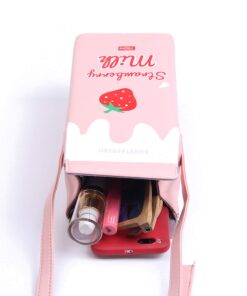 LUI SUI Fruits Banana Strawberry Milk Box Cross Body Purse Bag Women Phone Wallet Shoulder Bags Pink 36 61nROaNEDOL