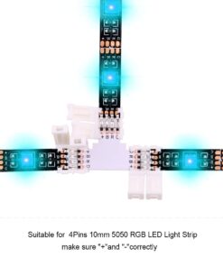 5050 4Pin LED Strip Connector Kit - iCreating 10mm RGB 4 Pin LED Connector Accessories Kit Include L LED Connectors for Strip Lights, 4-pin LED Light Strip Connectors with Wire, LED Extension Cable 16.4ft 22 61nRo7m 5gL