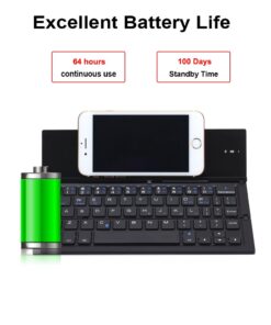 Geyes Portable Folding Wireless Keyboard - BT Rechargeable Full Size Ultra Slim Foldable Keyboard with Kickstand, Aluminum Alloy, Compatible iOS Android Windows Smartphone Tablet and Laptop, Black 608 23 61nSvEsvFHL