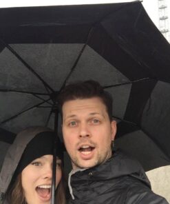 Amazon Basics Automatic Small Compact Travel Umbrella, One Size, Black 34 61nSwjosTL