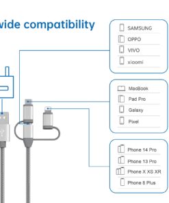 Alternative view of MICFLIP [Apple MFi Certified 3 in 1 Charging Cord Adapter with Lightning/Type-C/Micro USB Port Connectors for iPhone 15/14,iPad,Huawei, HTC,LG,Samsung Galaxy,Sony Xperia and More (1 Pack,3.4ft) 1 Pack,3.4ft