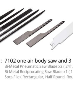 Berkling Tools 7102 Compact Low Vibration Air Saw/Air File with 8 pcs Blade Kit (3 Bi-Metal Saw Blades 18T 24T 32T and 5 Files) Multi-function Pneumatic Reciprocating Body Saw Air Powered Mini Tool 14 61nTd61QcVL