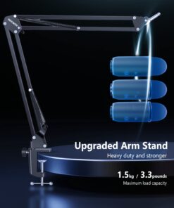 Neewer Microphone Arm Stand, Suspension Boom Scissor Mic Arm Stand with 3/8” to 5/8” Screw and Cable Ties Compatible with Blue Yeti, Snowball, Yeti X, Quadcast and Other Mics, Max Load 1.5kg 44 61nW7wAU7oL