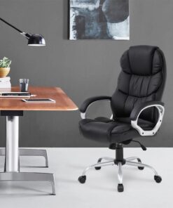 BestOffice Office Chair Cheap Desk Chair Ergonomic Computer Chair with Lumbar Support Arms Headrest PU Leather Modern Rolling Swivel Executive Chair for Back Pain Women Men Adults,Black Black 31 61nXeq8qbPL