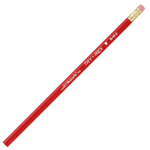 J.R. Moon Pencil JRMB46 Regular Try Rex Pencil with Eraser, 2.8" Wide, 8" Length, 1.7" Height (12 Count)