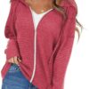 Niceyi Women's Loose Casual Long Sleeve Waffle Knit Sweatershirt Tops with Drawstring Hood Sweatershirts Pullover Large 2-wine Red 20 61nYx0ppLbL