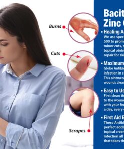 (4 Pack) Globe Bacitracin Zinc Ointment + Aloe 1oz, Antibiotic Ointment, Essential Antibiotic First Aid Supplies, Healing Action, Maximum Antibiotic Power, Prevents Infection in cuts, scrapes, Burns 18 61nYzHp1enL