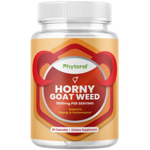 Pure Horny Goat Weed Extract with Maca Powder – Immune Support – Helps Increase Drive and Stamina – Booster for Men and Women Tongkat Ali Plus L-Arginine Increases Energy – 60 Capsules