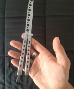 Moon Boat 2PCS Butterfly Knife Trainning Practice Comb Unsharpened Blade Black Silver 38 61naqAZJMNL