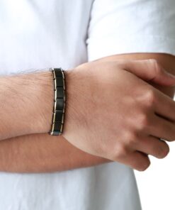 COOLSTEELANDBEYOND Magnetic Stainless Steel Mens Gold Black Power Element Bracelet with Magnets and Free Link Removal Kit Gold and Black 15 61nbPtUSh8L