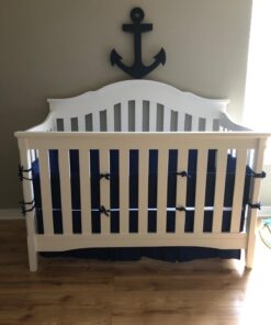 TILLYOU Crib Bed Skirt Navy Pleated for Baby Boys Girls, 100% Natural Soft Dust Ruffle, Standard Nursery Bedding Toddler Bedskirt Solid, 14" Drop Navy Blue Cotton 18 61ndogHRaHL