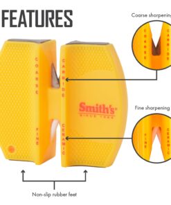 Alternative view of Smith's CCKS 2-Step Knife Sharpener - Yellow - 2-Step Preset Coarse & Fine Slots - Outdoor Handheld Knife Sharpener - Fishing, Hunting, Fillet, Pocket Knives - Compact Plastic Portable Keychain Tool