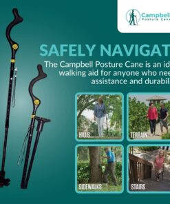 Campbell Posture Cane for Men & Women - Walking Canes for Seniors, Folding Cane, Walking Stick Made w/Heavy-Duty Aluminum, Ergonomic Campbell Handle, Rubber Traction Tip, Elderly Assistance Products 22 61nezk5nxRL