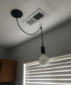 Globe Electric 64906 1-Light Pendant, Matte Black, Black Woven Fabric Cord, E26 Base Socket, Kitchen Island, Café, Decorative, Ceiling Hanging Light Fixture, Modern, Vintage, Bulb Not Included Without Bulb 41 61nk21GHYZL 1