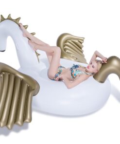 Jasonwell Giant Inflatable Pool Float - Golden Swan Pegasus Pool Floatie Summer Beach Swimming Outdoor Pool Party Lounge Raft Decorations Toys for Adults & Kids 22 61nmrGOgIwL