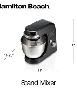 Hamilton Beach Electric Stand Mixer, 4 Quarts, Dough Hook, Flat Beater Attachments, Splash Guard 7 Speeds with Whisk, Black 30 61nrXcJbw7L