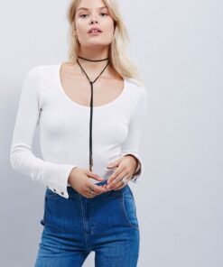 WaMLFac Alloy & Faux Leather Handmade Long Elastic Tassel Necklace, Black, 63-Inch Black Long 20 61nu1RcNtL 1