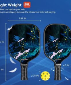 VUFOXT Pickleball Paddles Set of 2, 99.99% Carbon Fiber, Graphite Honeycomb Core Graphite Face Cushion Comfort Grip with 4 Pickle Balls 1 Table Tennis Bag at The Batting Cages Field Ink Black 14 61nvDTEkKsL