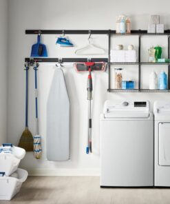 Rubbermaid FastTrack Wall Mounted Storage and Organization System Rail for Home and Garage, Horizontal 48", Holds up to 1,750 pounds, Black, Perfect for Yard Tools/Sports Equipment/Ladders 48" Rail 38 61nwlzUMkFL