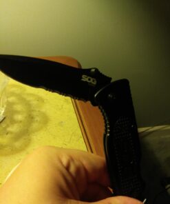 SOG Escape Tactical Folding Knife- 3.4 Inch Serrated Edge Blade Emergency Pocket Knife with Glass Breaker, Wire Stripper and Line Cutter Blades-Black (FF25-CP) Escape - Hardcased Black 38 61nx2f1TYkL