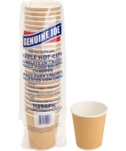 Alternative view of Genuine Joe Rippled Hot Cup, 10oz (Pack of 25) Brown 10 ounces