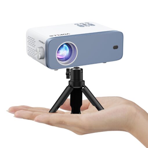 Mini Projector, VOPLLS 1080P Full HD Supported Video Projector, Portable Outdoor Home Theater Movie Projector, 50% Zoom, Compatible with HDMI, USB, AV, Smartphone/Tablet/Laptop/PC/TV Box A-Mini projector